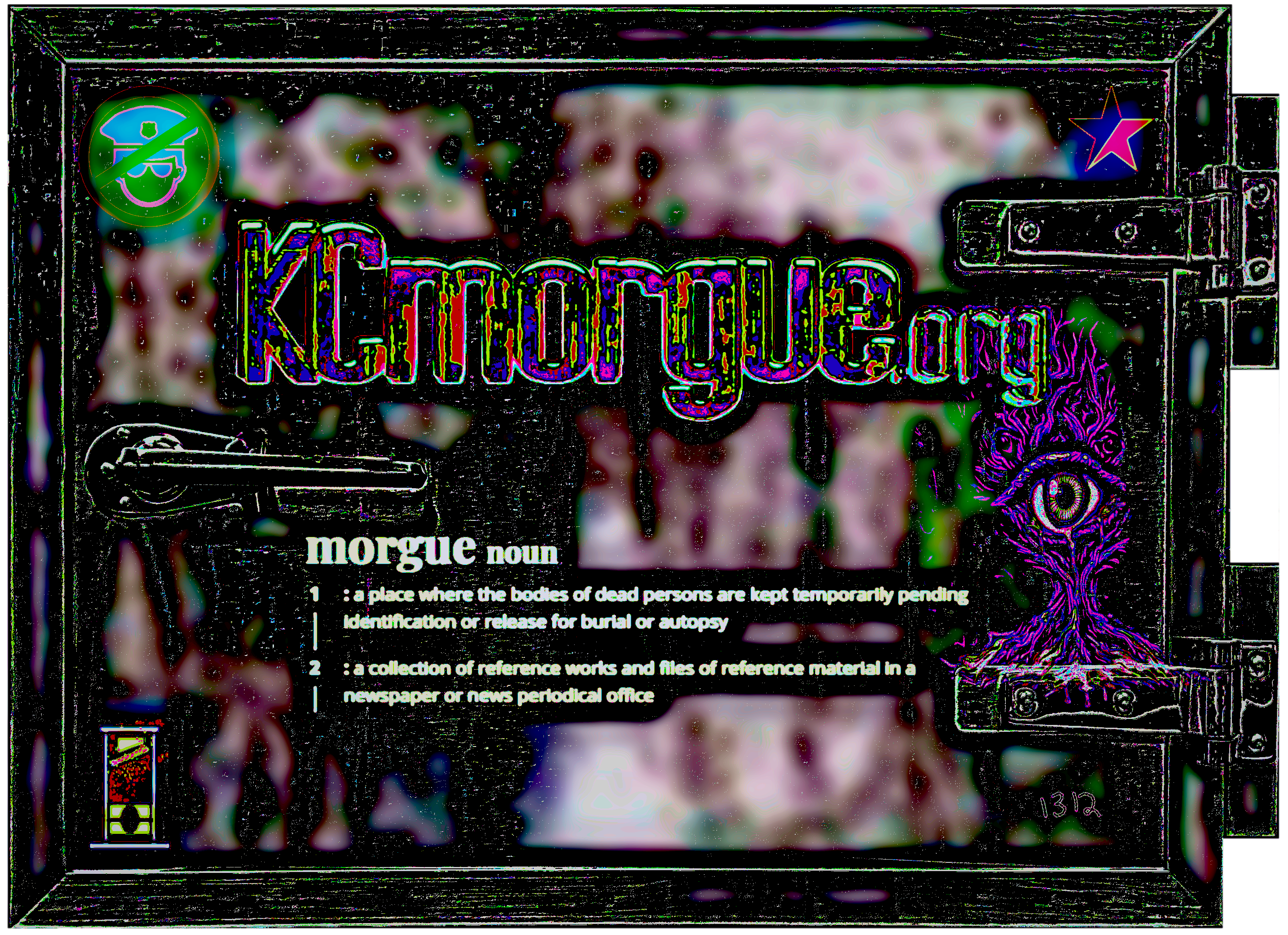 stylized morgue freezer door